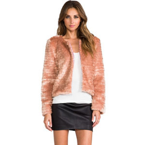For Love And Lemons Pink Faux Fur Jacket